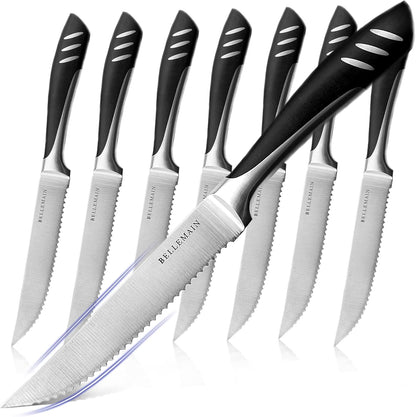 Steak Knife Set of 8, Serrated Stainless Steel, Dishwasher Safe