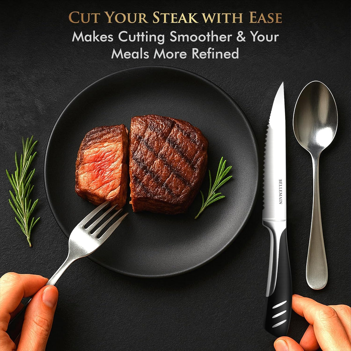Steak Knife Set of 8, Serrated Stainless Steel, Dishwasher Safe