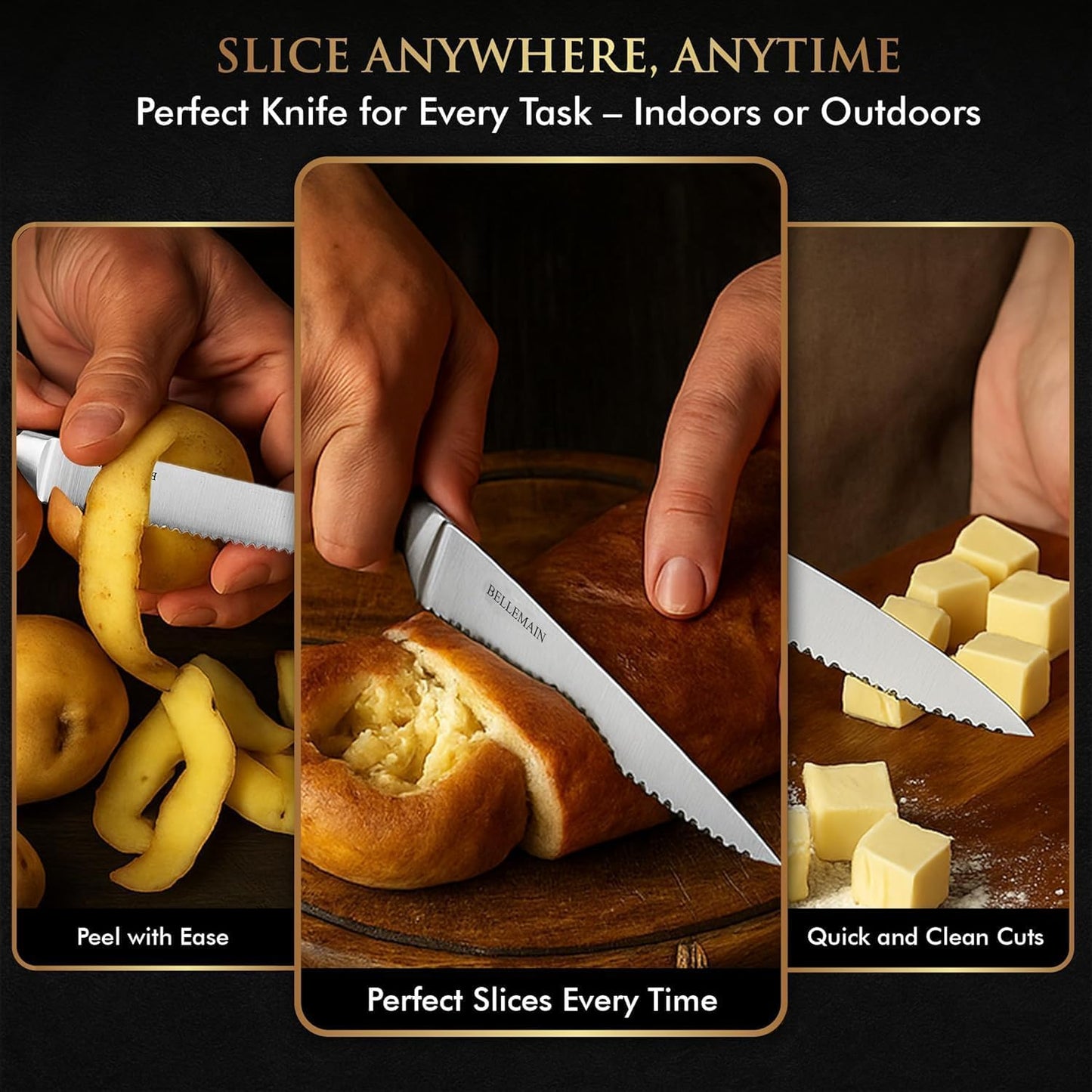 Steak Knife Set of 8, Serrated Stainless Steel, Dishwasher Safe