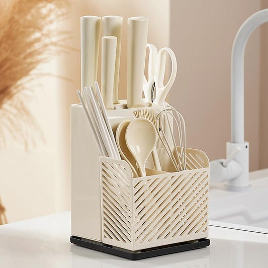 Multi-Functional Kitchen Countertop Knife Holder,Detachable Design For Easy Cleaning,Ideal Storage Solution For Knives,Forks And Spoons
