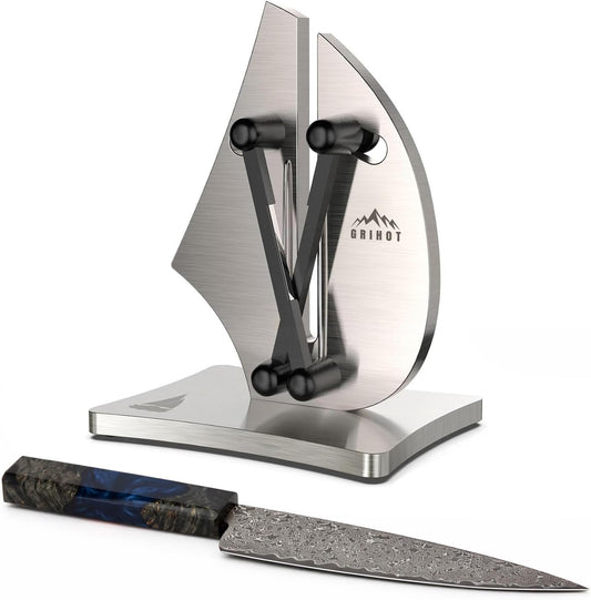 VN3 Professional Knife Sharpener | 3-Action Tungsten Carbide | For Repair, Restoration and Sharpening, Easy to Use, Replacement Blades Included, Soild and Durable, Sailboat Shaped Design
