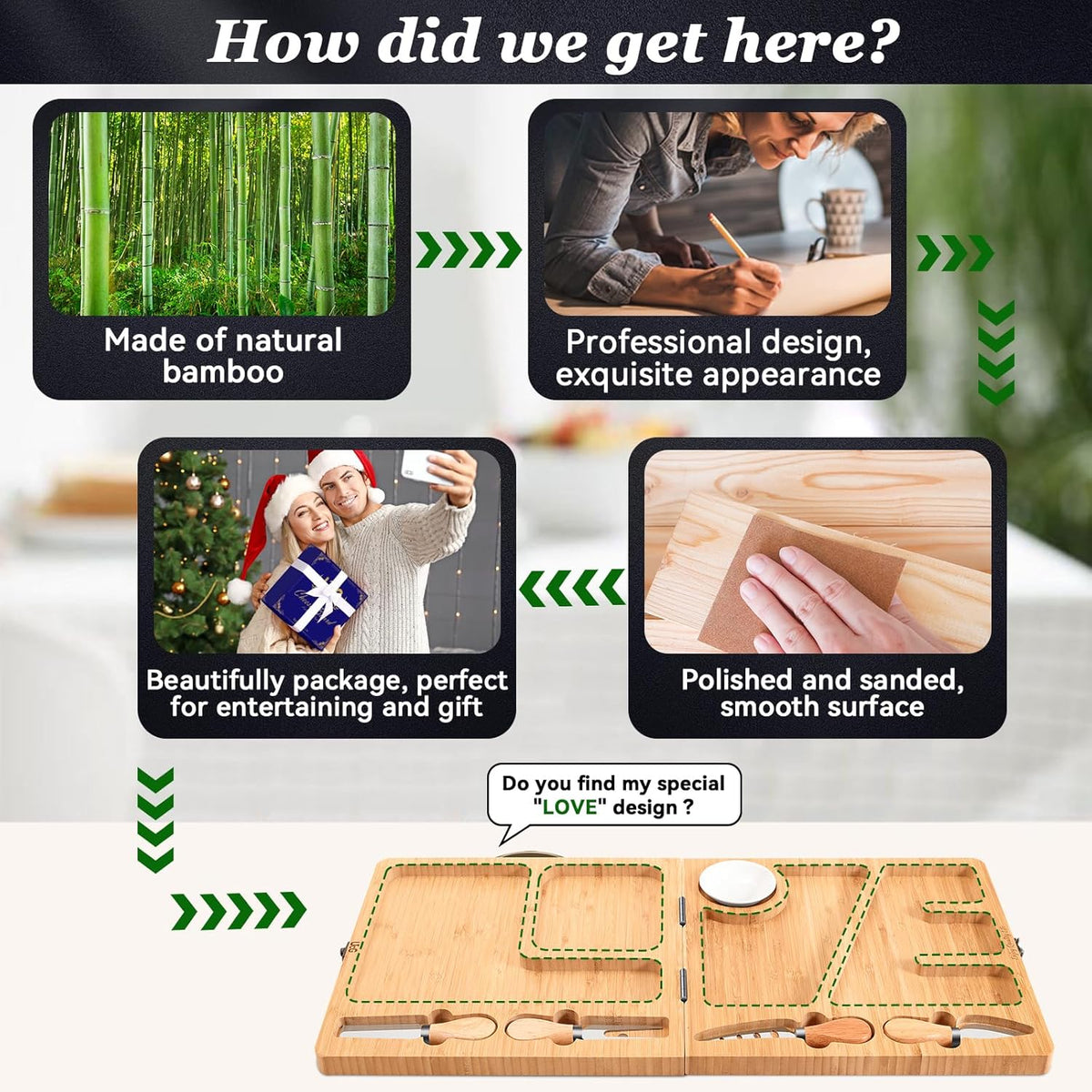 Charcuterie Board Gifts for Women: Bamboo Folding Cheese Board with Knife | Unique White Elephant Gift Wedding Housewarming Mothers Day Birthday Party Bridal Shower Gift