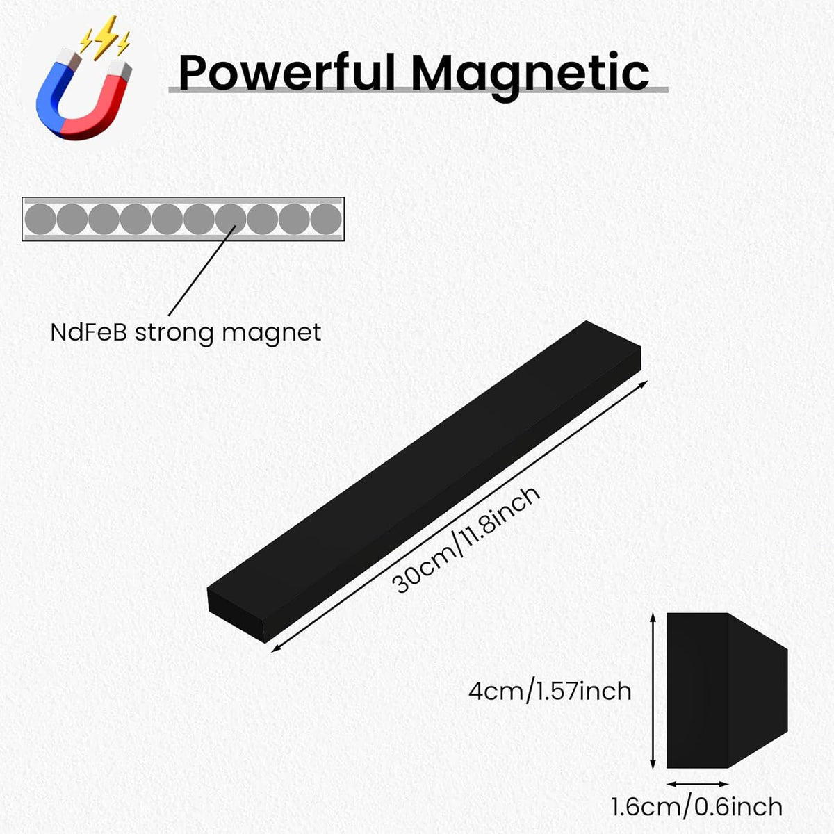 Large Magnetic Knife Strips, 24 Inch Magnetic Knife Holder for Wall | Wood