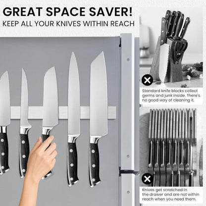 Large Magnetic Knife Strips, 24 Inch Magnetic Knife Holder for Wall | Wood
