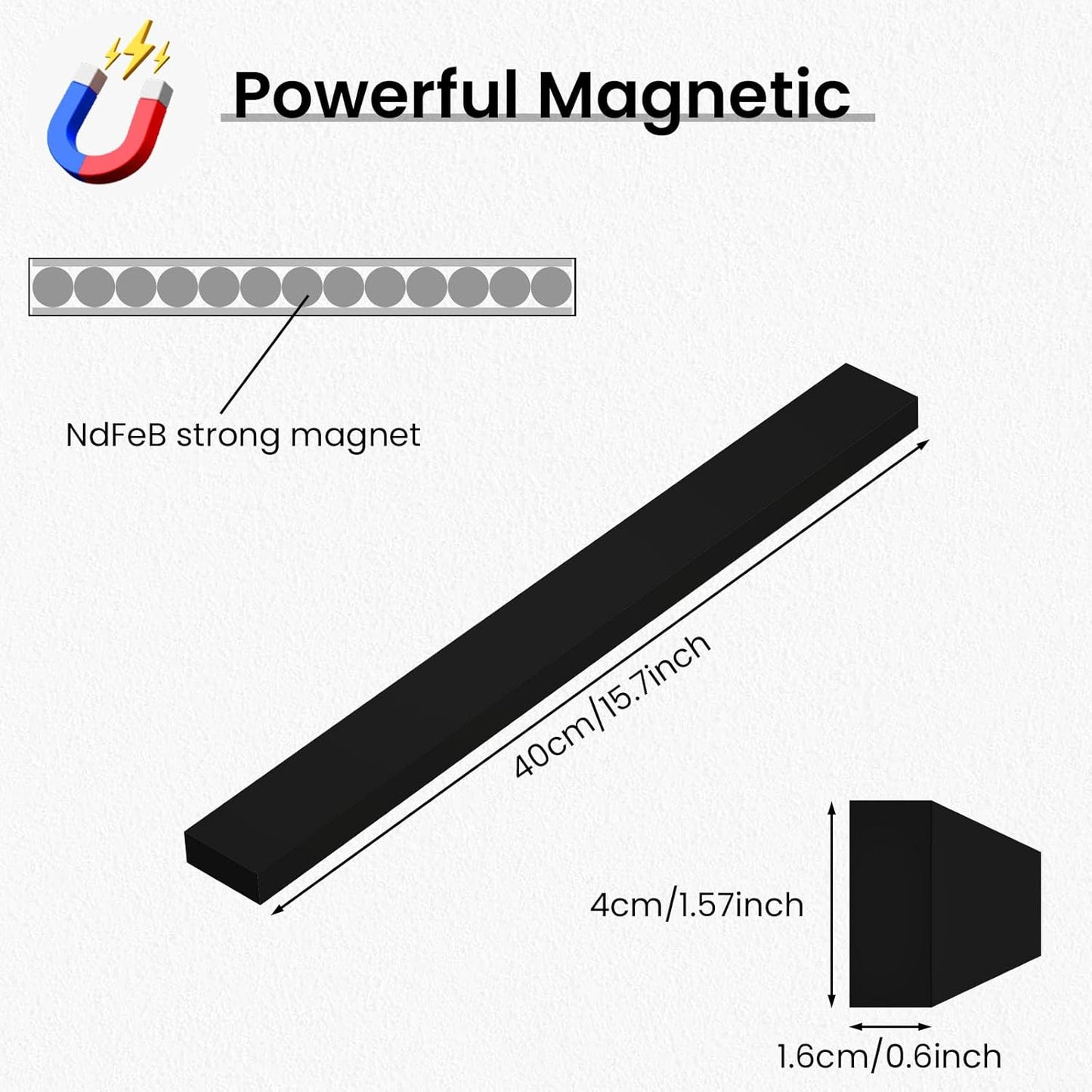 Large Magnetic Knife Strips, 24 Inch Magnetic Knife Holder for Wall | Wood