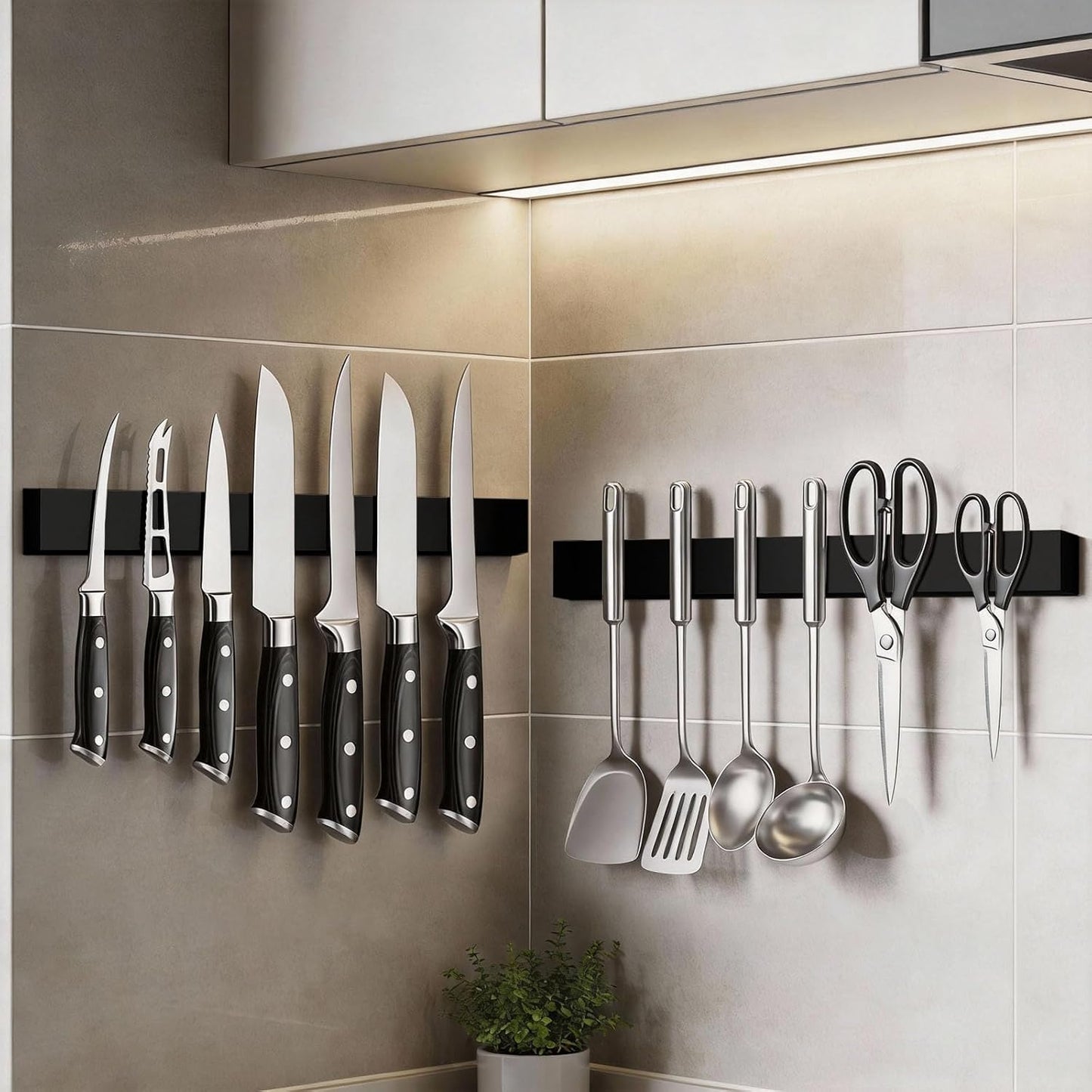 Large Magnetic Knife Strips, 24 Inch Magnetic Knife Holder for Wall | Wood