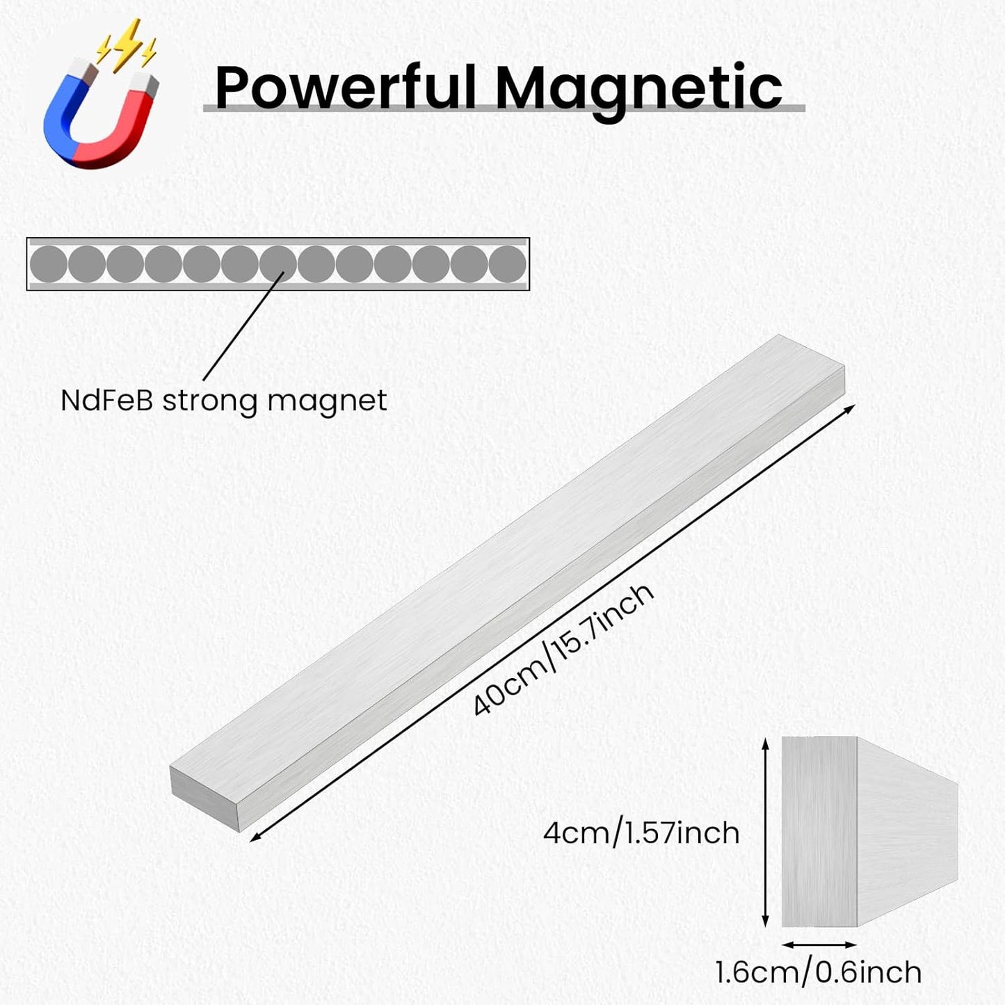 Large Magnetic Knife Strips, 24 Inch Magnetic Knife Holder for Wall | Wood