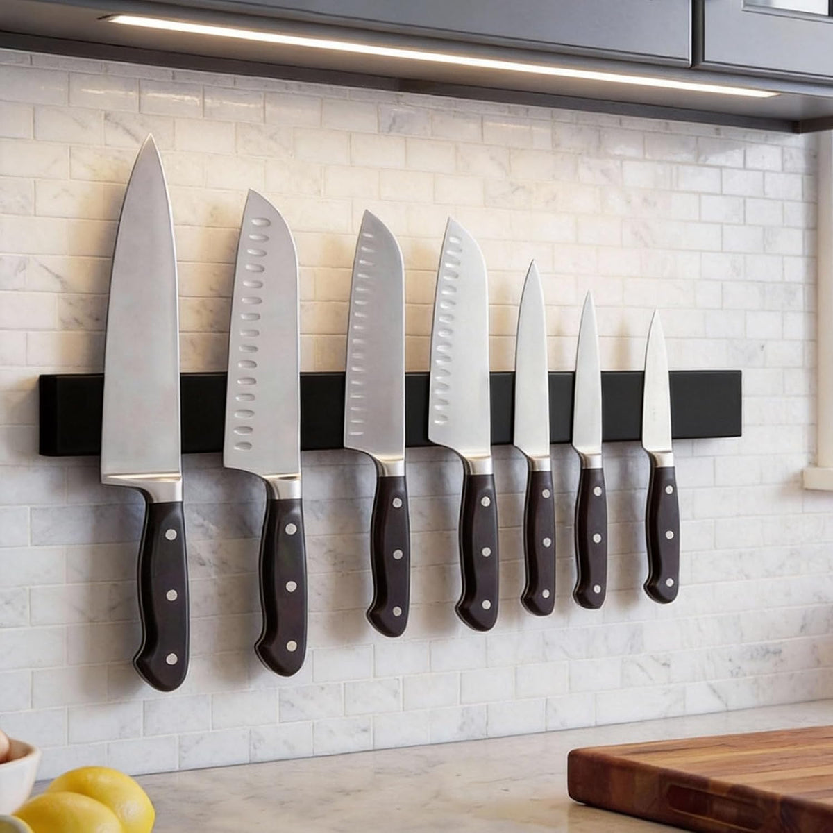 Large Magnetic Knife Strips, 24 Inch Magnetic Knife Holder for Wall | Wood