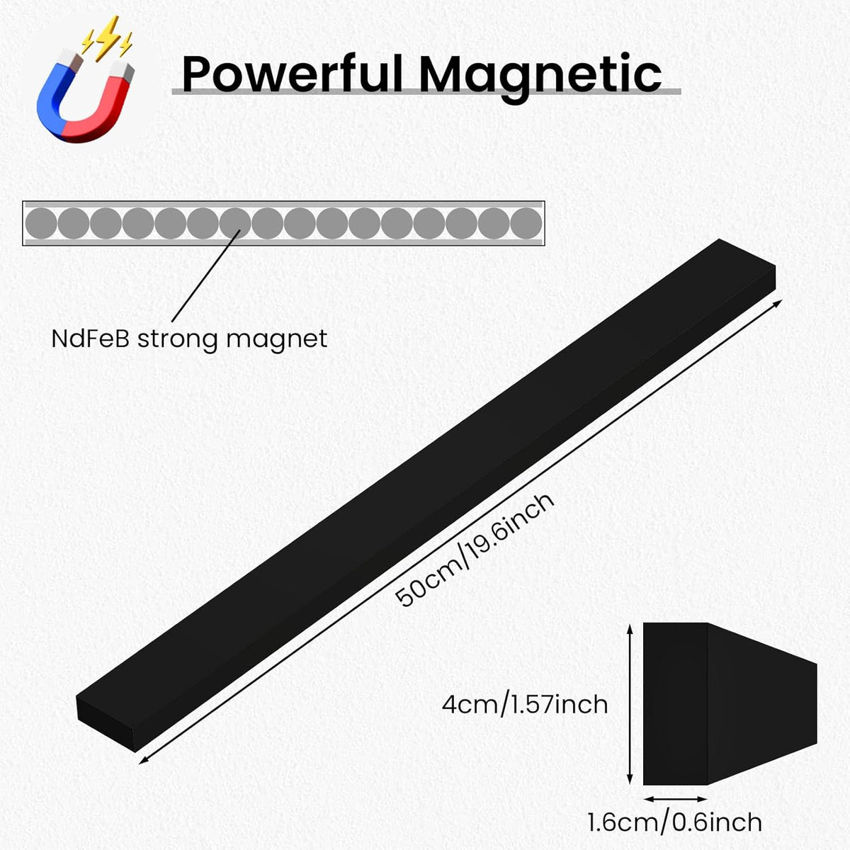 Large Magnetic Knife Strips, 24 Inch Magnetic Knife Holder for Wall | Wood