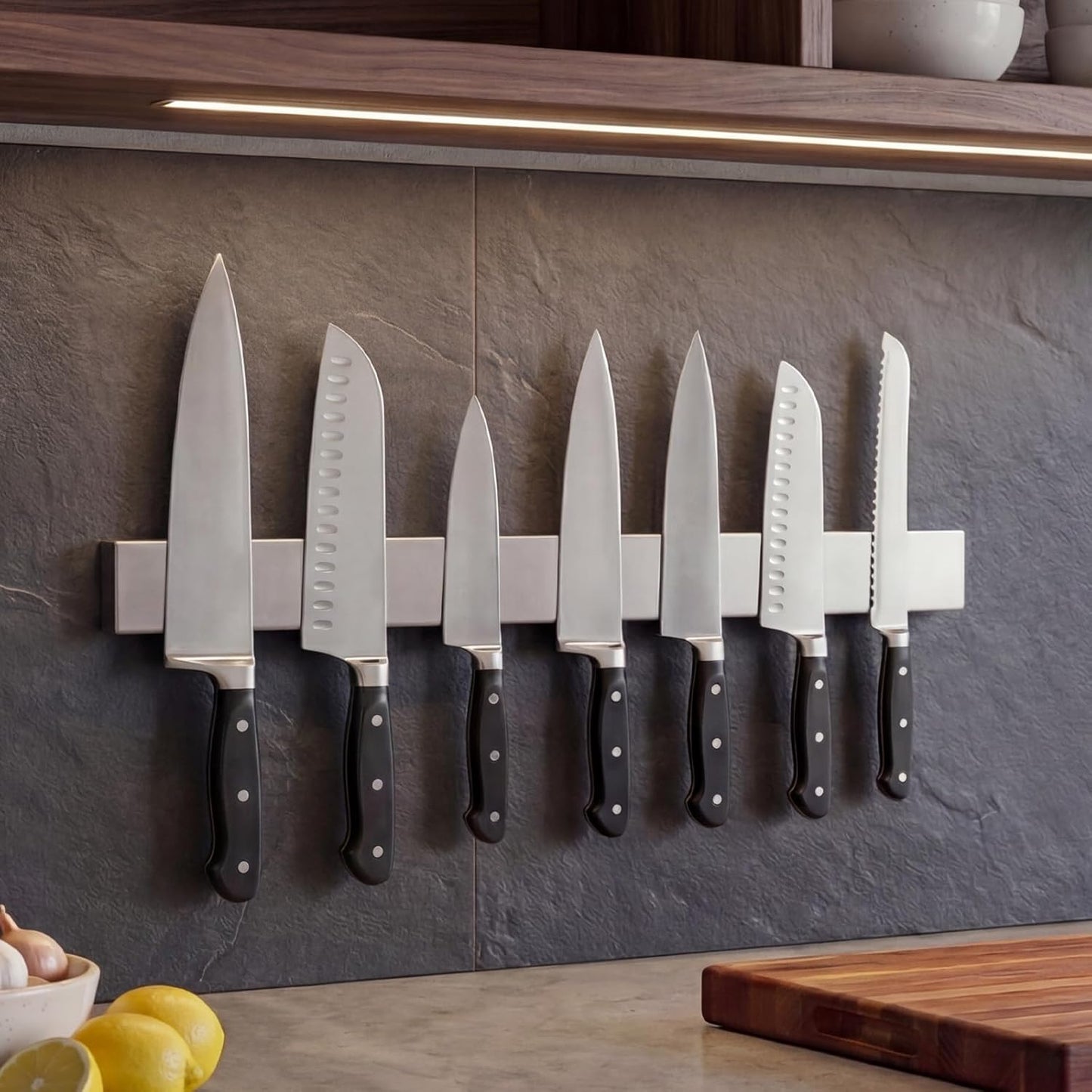 Large Magnetic Knife Strips, 24 Inch Magnetic Knife Holder for Wall | Wood