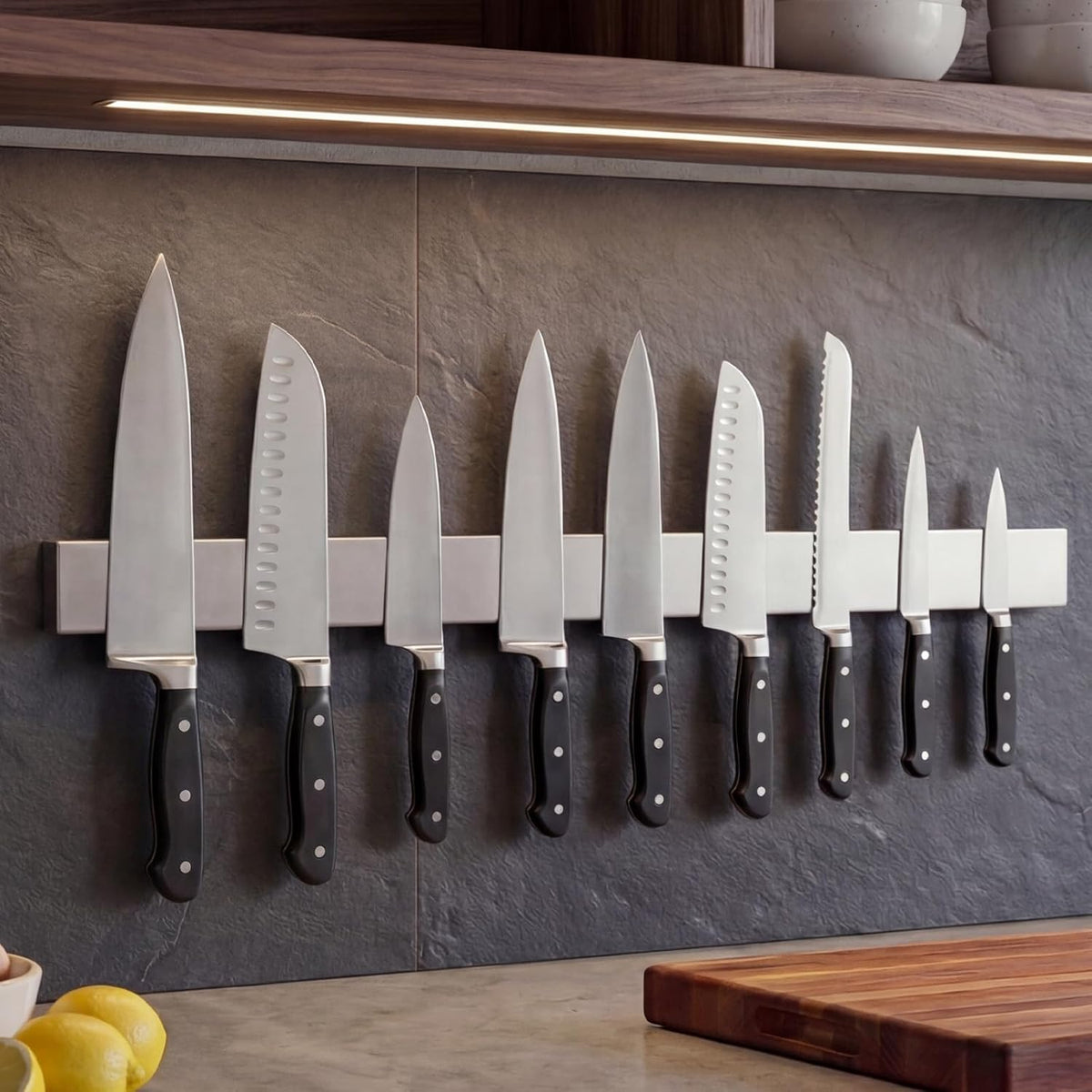 Large Magnetic Knife Strips, 24 Inch Magnetic Knife Holder for Wall | Wood