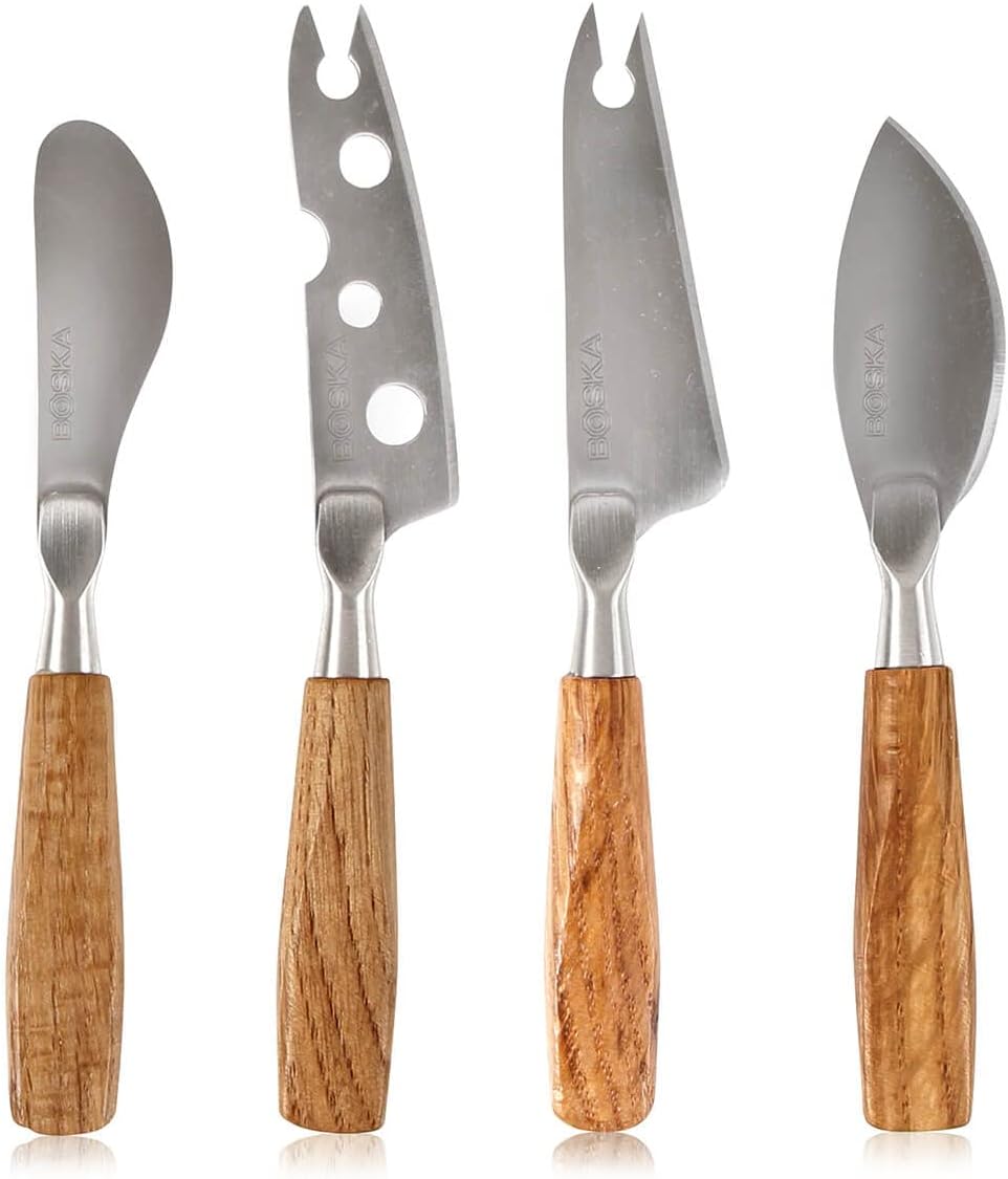 Stainless Steel Mini Cheese Knives - Oslo for All Types of Cheese - Multi-Functional Cheese Slicer - Handheld Slicer - Silver Non-Stick - Dishwasher Safe - for Kitchen Cooking
