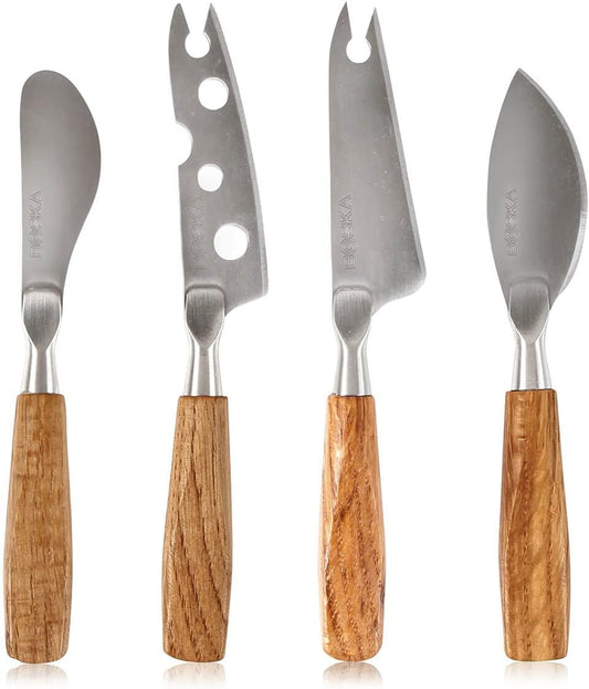 Stainless Steel Mini Cheese Knives - Oslo for All Types of Cheese - Multi-Functional Cheese Slicer - Handheld Slicer - Silver Non-Stick - Dishwasher Safe - for Kitchen Cooking