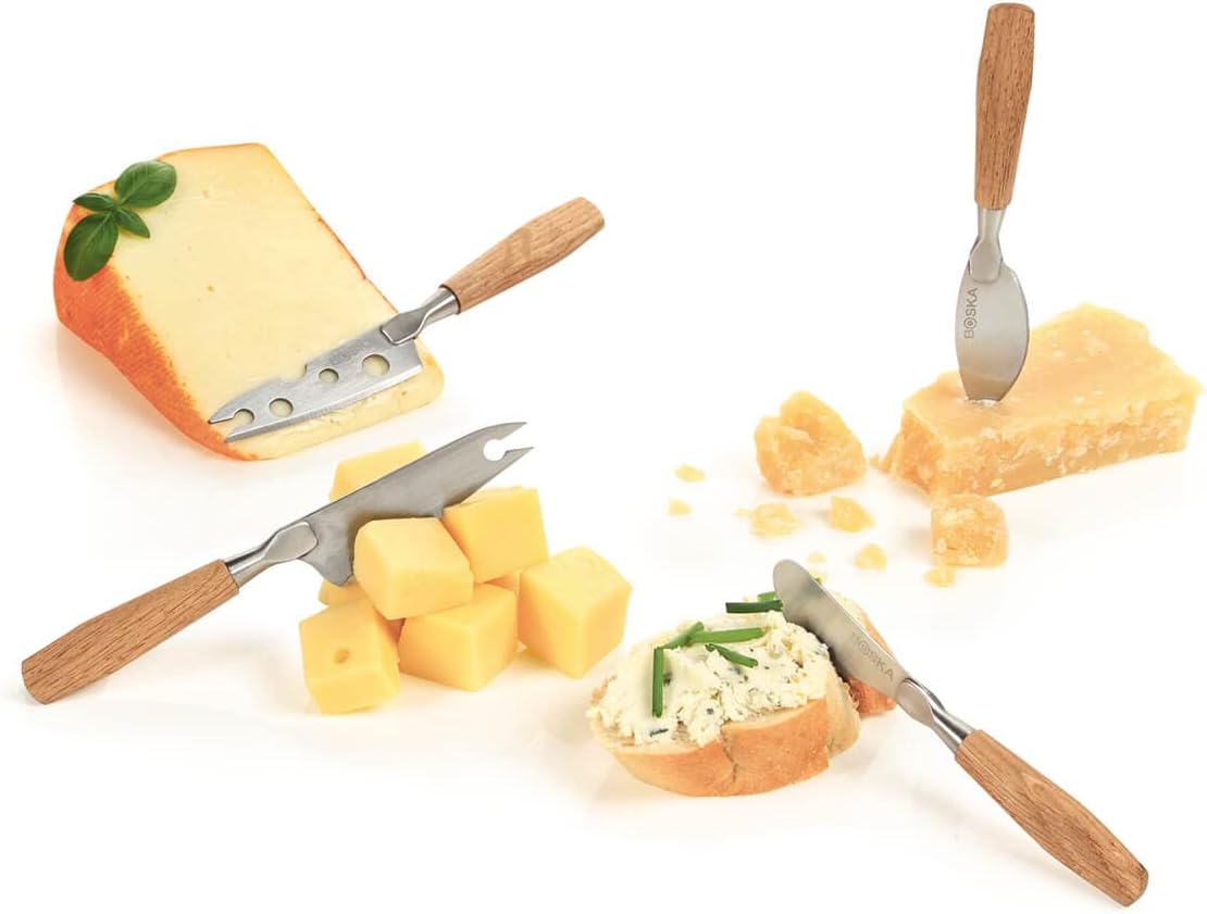 Stainless Steel Mini Cheese Knives - Oslo for All Types of Cheese - Multi-Functional Cheese Slicer - Handheld Slicer - Silver Non-Stick - Dishwasher Safe - for Kitchen Cooking