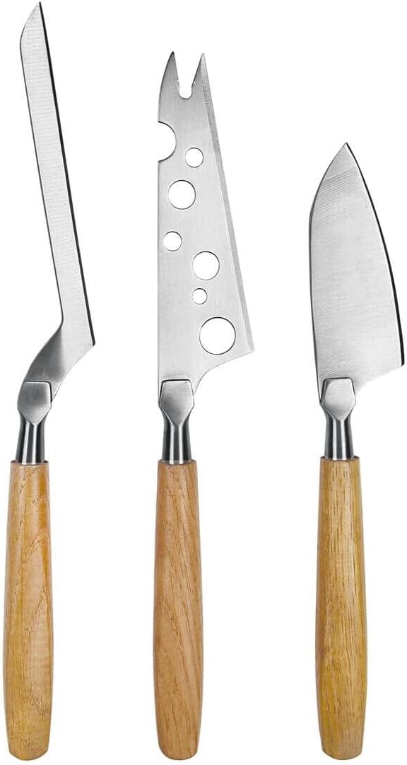 Stainless Steel Mini Cheese Knives - Oslo for All Types of Cheese - Multi-Functional Cheese Slicer - Handheld Slicer - Silver Non-Stick - Dishwasher Safe - for Kitchen Cooking
