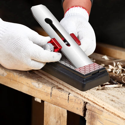 Chisel Sharpening Jig,Wood Honing Guide with Whetstone - Red Off-Center Upgraded Honing Tool and Diamond Sharpening Stone Set Kit for Knife, Short Chisels and Planes