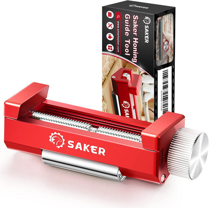 Chisel Sharpening Jig,Wood Honing Guide with Whetstone - Red Off-Center Upgraded Honing Tool and Diamond Sharpening Stone Set Kit for Knife, Short Chisels and Planes