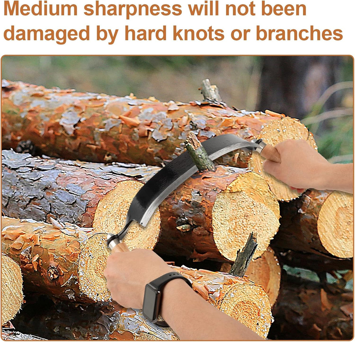 10 Inch Curved Draw Knife Woodworking Debarking Tool Felled Shave Knife Bark Knives with Carbon Steel Blade and Wooden Handles for Bark Peeling Woodworking Fathers Day Mens Woodworking Birthday Gift