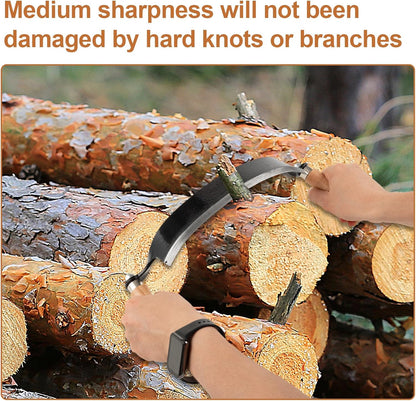 10 Inch Curved Draw Knife Woodworking Debarking Tool Felled Shave Knife Bark Knives with Carbon Steel Blade and Wooden Handles for Bark Peeling Woodworking Fathers Day Mens Woodworking Birthday Gift