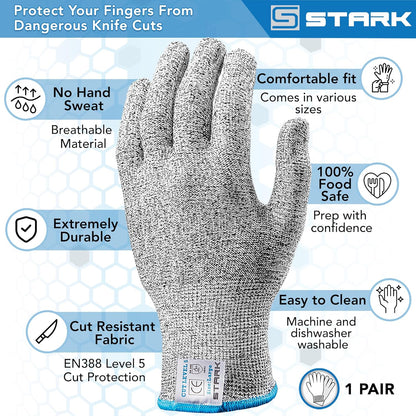 Cut Resistant Gloves, Level 5 Protection, Kitchen Cut Gloves for Meat, Shucking, Fillet, Mandolin Slicing, Carving, 1 Pair, Small
