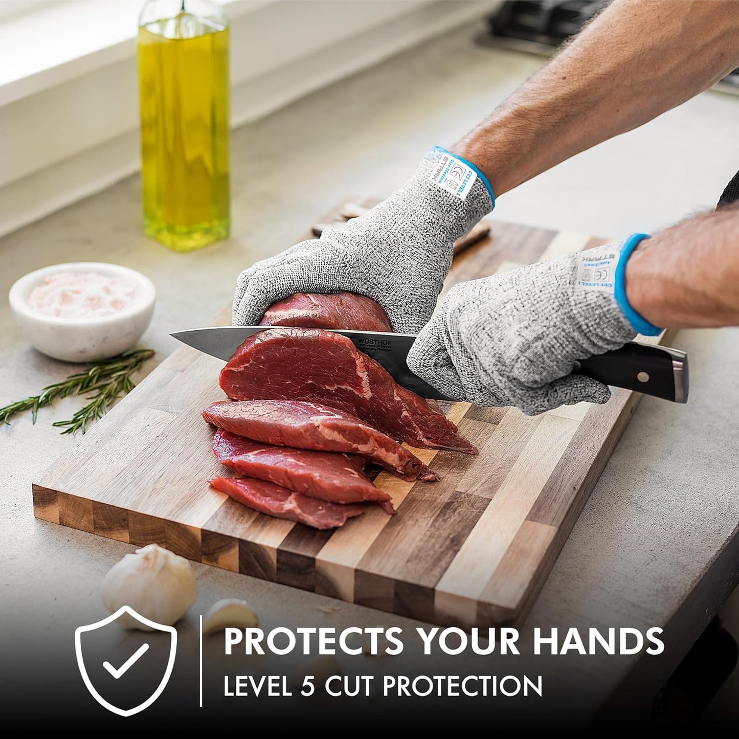 Cut Resistant Gloves, Level 5 Protection, Kitchen Cut Gloves for Meat, Shucking, Fillet, Mandolin Slicing, Carving, 1 Pair, Small
