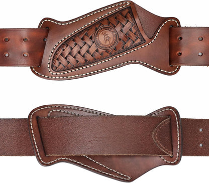 Tourbon Genuine Leather Fixed Blade Knife Sheath - Cross Draw Right Hand Belt Holster, Open Top EDC Knife Holder for Outdoor Camping Hiking Hunting