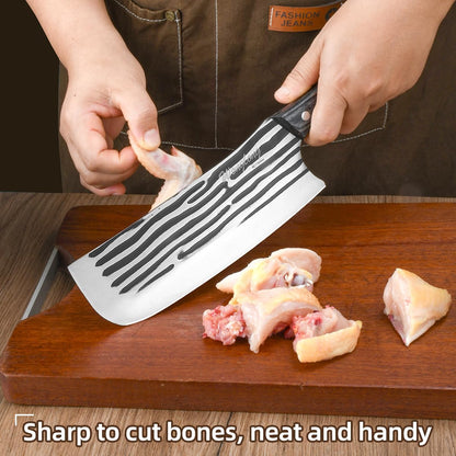 Meat Cleaver Knife Heavy with Sheath, Meat Cleaver Knife for Meat Cutting, Hand Forged Chef Butcher Full Tang Boning Knife for Outdoor Cooking, Kitchen or Camping BBQ
