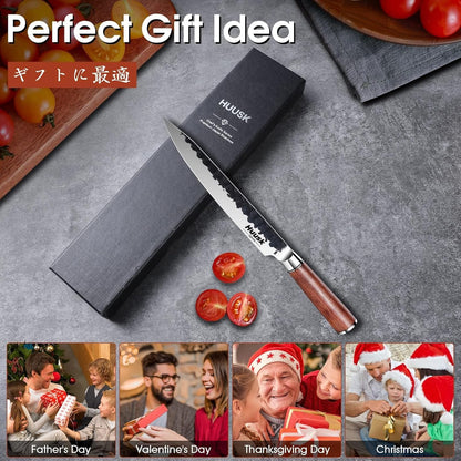 Huusk Butcher Knife Set of 3 - Japanese Knife Set for Meat Cutting | Hand Forged Viking Knives Sets with Meat Cleaver, Heavy-Duty Kitchen Knives Sets for Bone BBQ Vegetable, Gift for Men