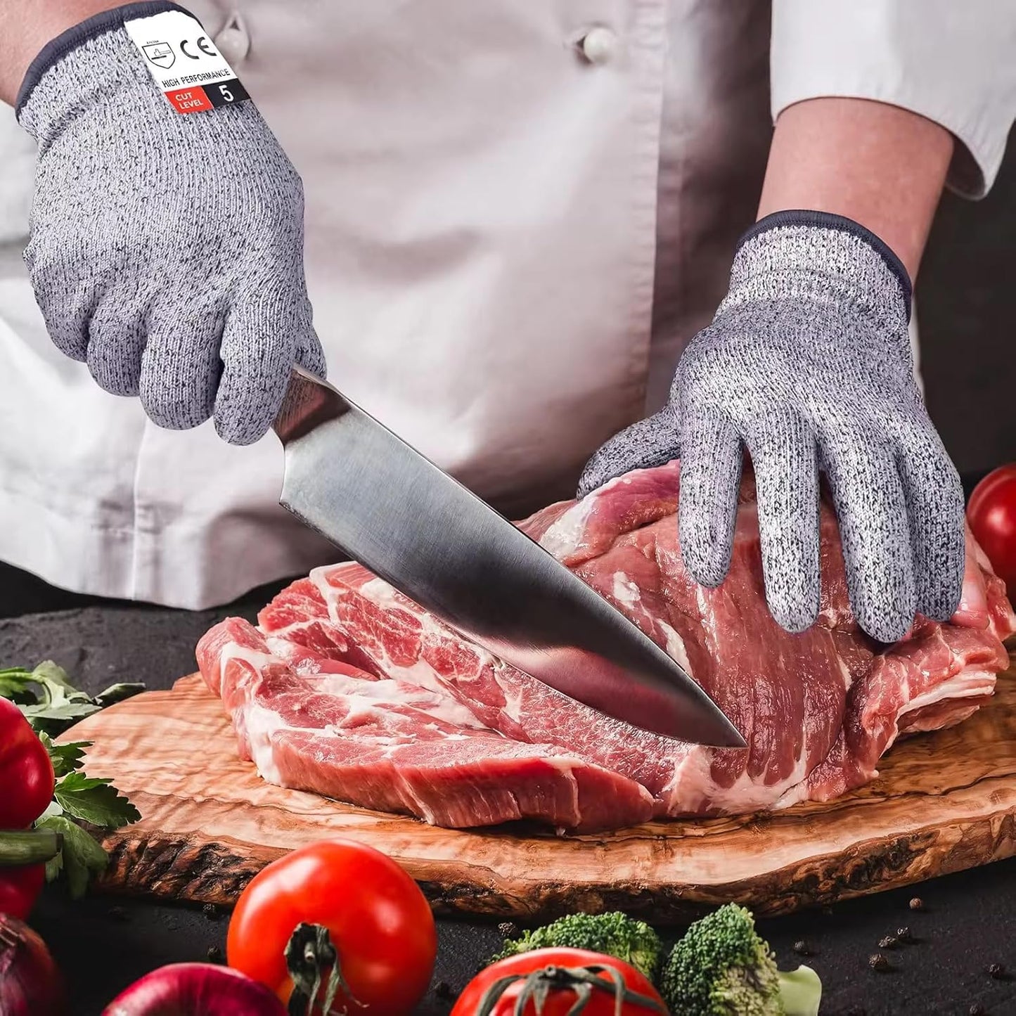 Cut Resistant Gloves Food Grade, Level 5 Protection Kitchen Safety Gloves for Oyster Shucking, Mandolin Slicing, Meat Cutting & Fish Fillet Processing, Lightweight Chef Butcher Gloves, 1 Pair