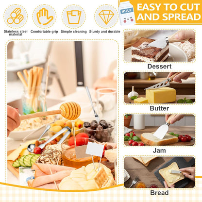 530 Pcs Charcuterie Board Accessories Cheese Butter Spreader Knife Set Butcher Paper Roll Serving Tongs Forks Spoons Dipping Bowls Dippers Cocktail Picks for Party Wedding Christmas (Silver)