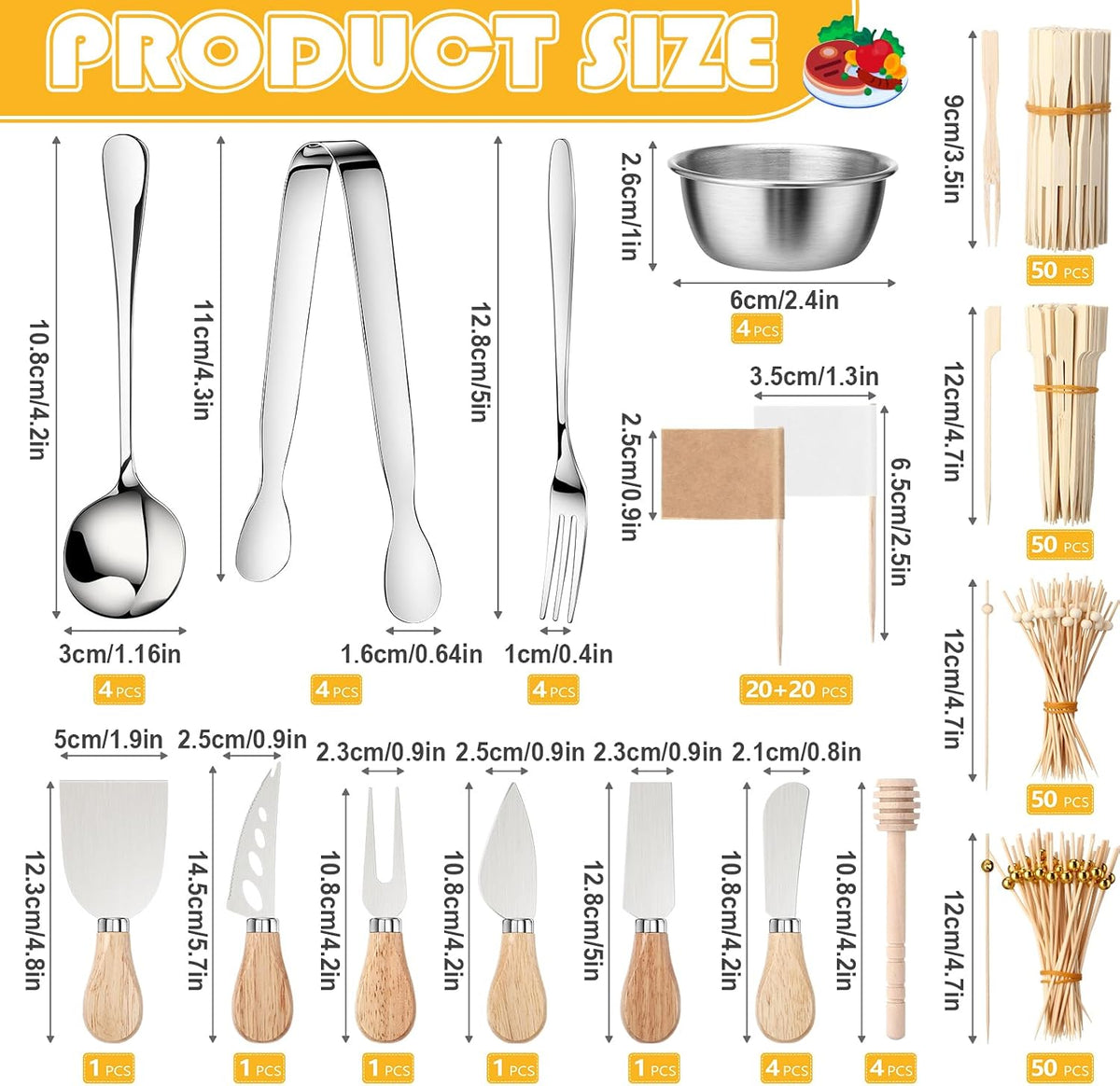 530 Pcs Charcuterie Board Accessories Cheese Butter Spreader Knife Set Butcher Paper Roll Serving Tongs Forks Spoons Dipping Bowls Dippers Cocktail Picks for Party Wedding Christmas (Silver)