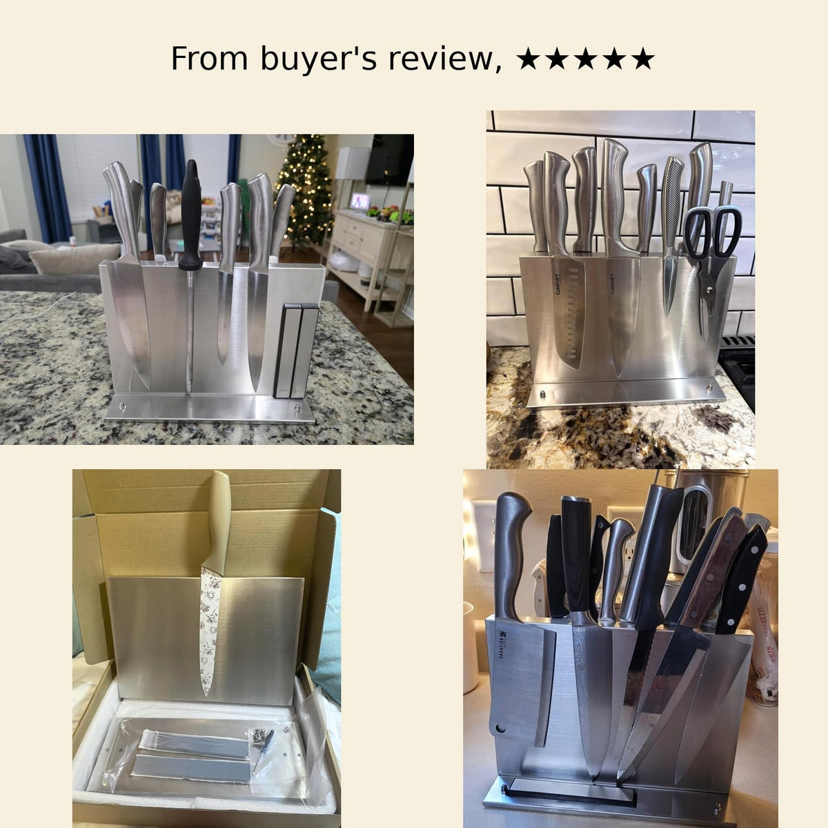Stainless Steel Magnetic Knife Holder with 2pcs Sharpener | Double Sided Strong Magnetic Knife Block, Magnetic Knife Stand for Kitchen Countertop, Anti-movement Suction Cup Base