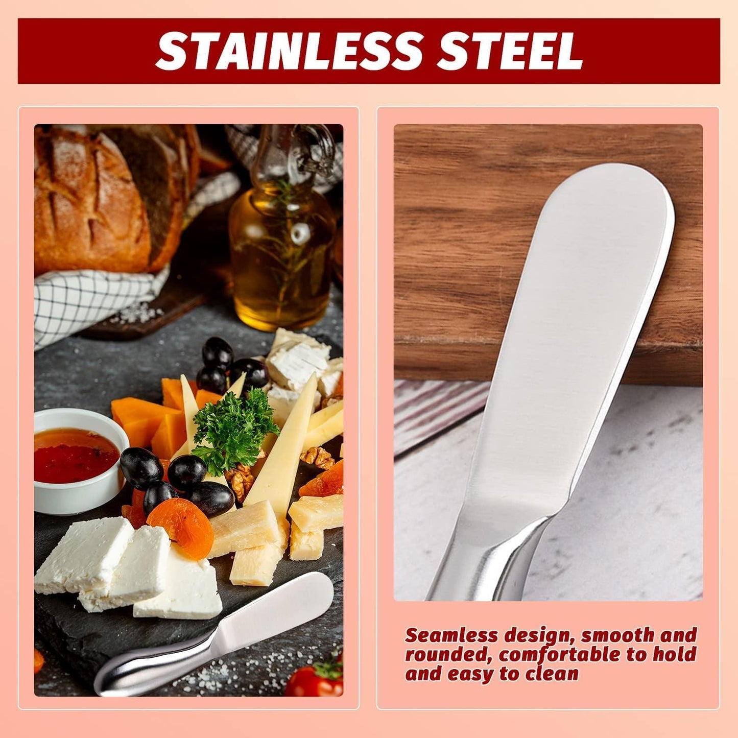 Premium Stainless Steel Cheese Tool Set - 6 Piece Cheese Knife Set - Cut, Spread All Your Favorite Cheeses