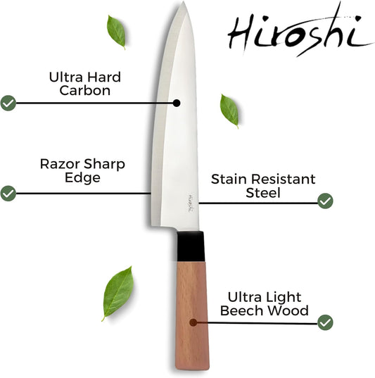 Sushi & Sashimi Knife Set 4-Piece High Carbon Stainless Steel Japanese Chef Knives with Beech Wood Handle Professional Kitchen Knife Set for Precision Cutting