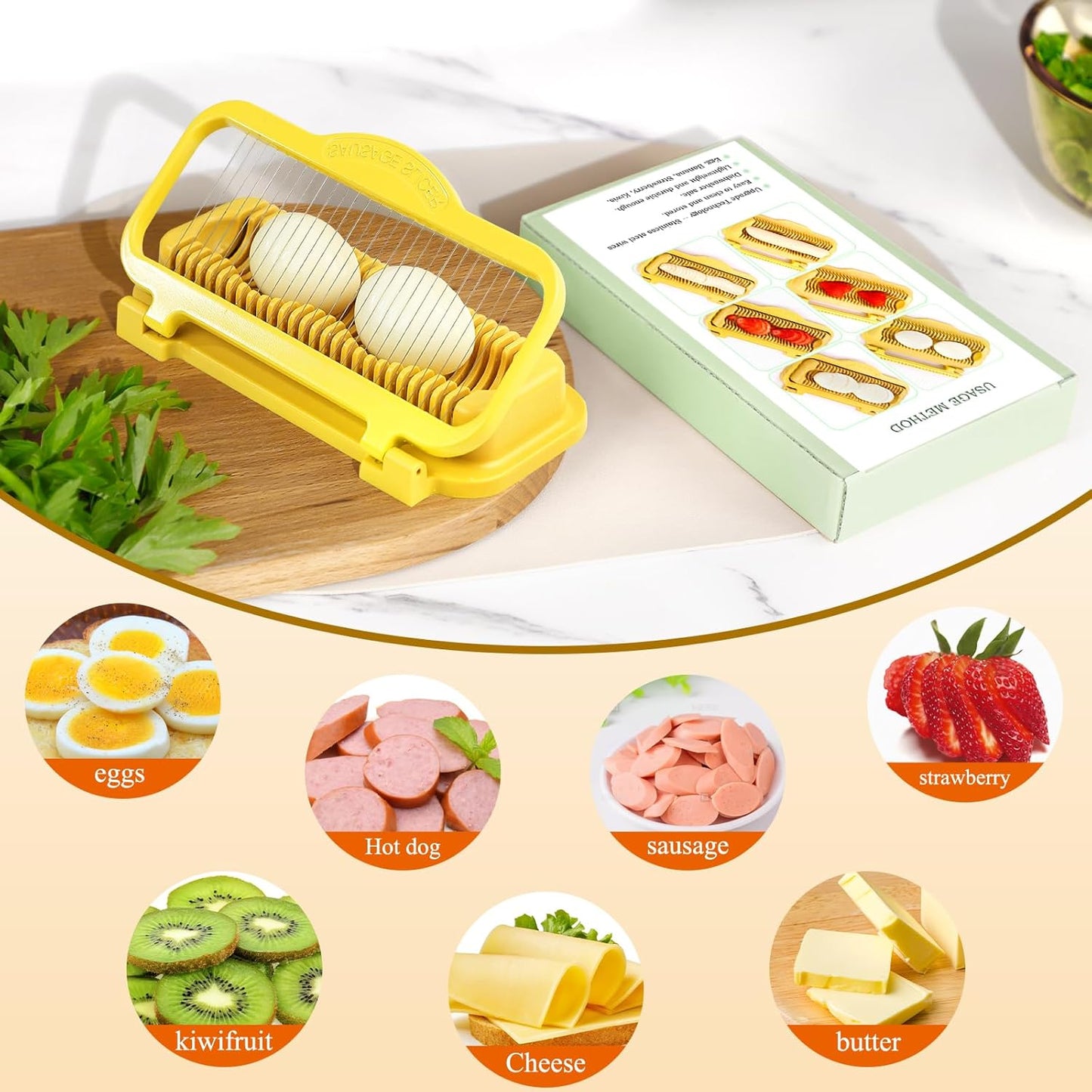 Larger Egg Slicer for Hard Boiled Eggs Banana Slicer, Aluminium & Stainless Steel Wires Strawberry slicer Multipurpose Heavy Duty Dishwasher Safe Banana Cutter slicer