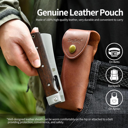 Folding Chef Knife 4.8” Ultra Sharp 440A Stainless Steel Blade Natural Olive Handle Pocket Foldable Japanese Style Kitchen Knife for Outdoor Camping BBQ trip Cooking