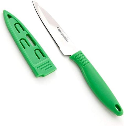 kitchen Paring Knives Knife Sets With Safety Sheath Cover, Set of 4, Red, Yellow, Blue & Green Knife