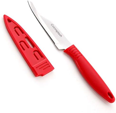 kitchen Paring Knives Knife Sets With Safety Sheath Cover, Set of 4, Red, Yellow, Blue & Green Knife