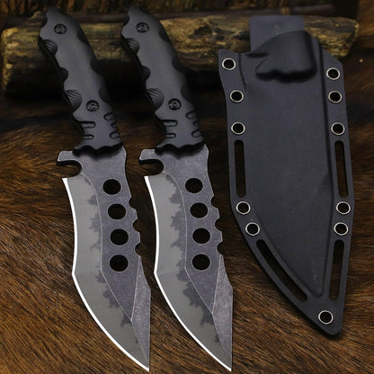 USA 6mm thick 440C steel (10.8in) (full Tang) fixed knife + sheath & (5.9in) cerium igniter, suitable for outdoor camping, survival, adventure, fishing, EDC, hunting knife