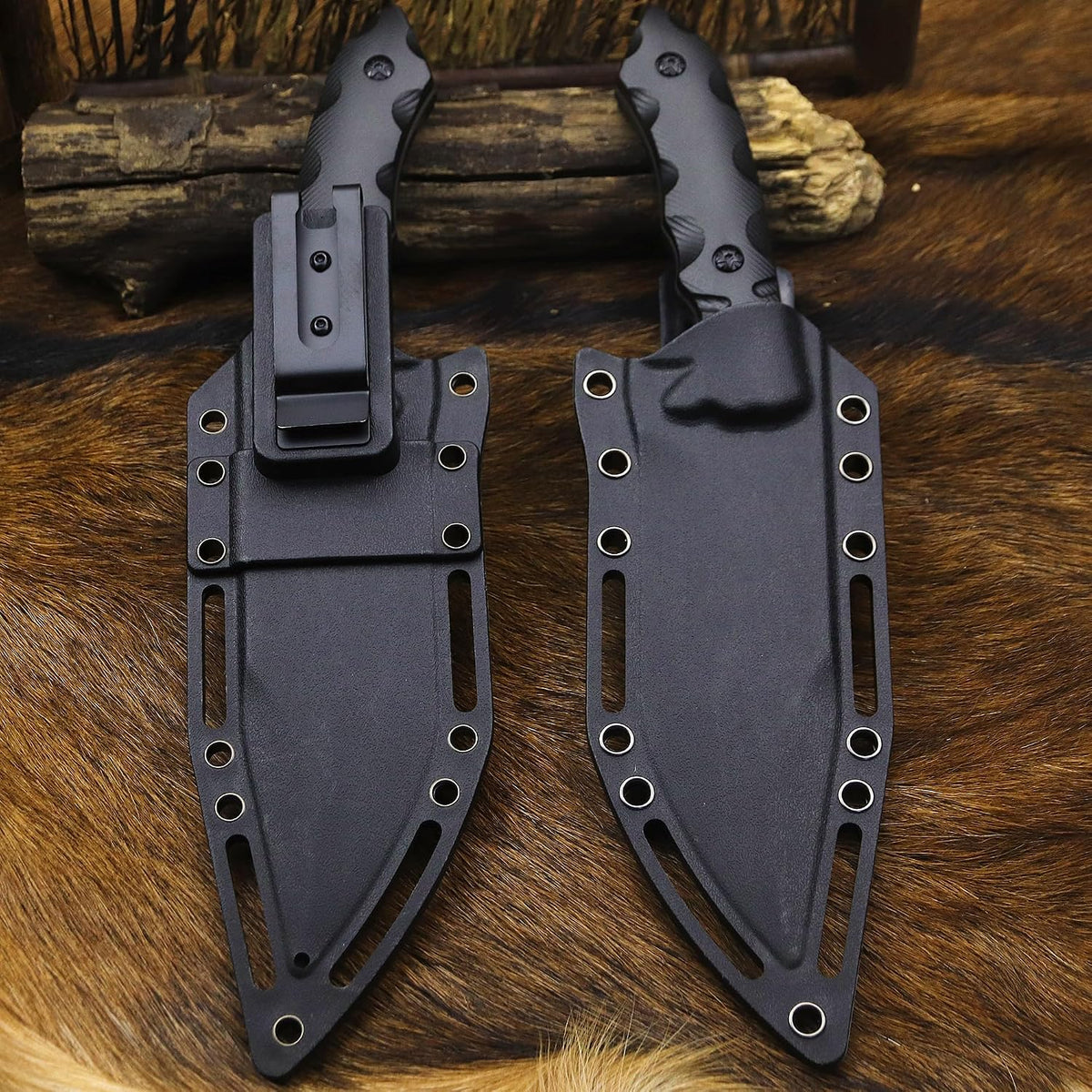 USA 6mm thick 440C steel (10.8in) (full Tang) fixed knife + sheath & (5.9in) cerium igniter, suitable for outdoor camping, survival, adventure, fishing, EDC, hunting knife