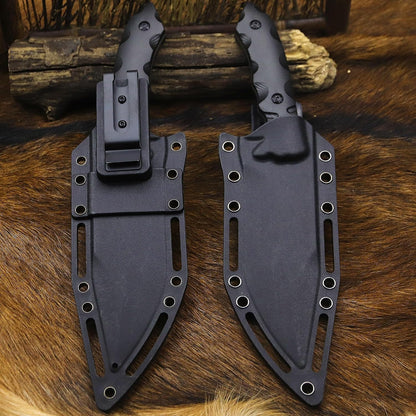 USA 6mm thick 440C steel (10.8in) (full Tang) fixed knife + sheath & (5.9in) cerium igniter, suitable for outdoor camping, survival, adventure, fishing, EDC, hunting knife
