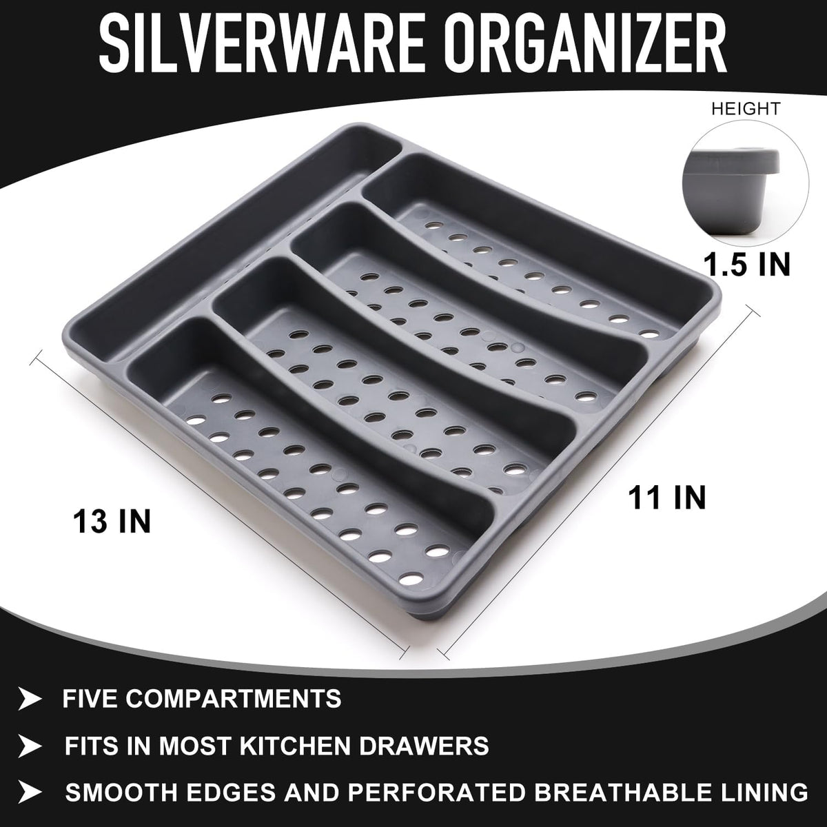 21-Piece Modern Black Silverware Set with Organizer Tray Stainless Steel Eating Utensil Sets Kitchen Knives Forks and Spoons Cutlery Set Heavy Duty Tableware Flatware Sets for 4, Dishwasher Safe