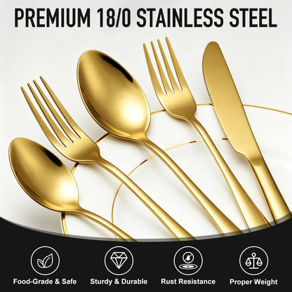 21-Piece Modern Black Silverware Set with Organizer Tray Stainless Steel Eating Utensil Sets Kitchen Knives Forks and Spoons Cutlery Set Heavy Duty Tableware Flatware Sets for 4, Dishwasher Safe
