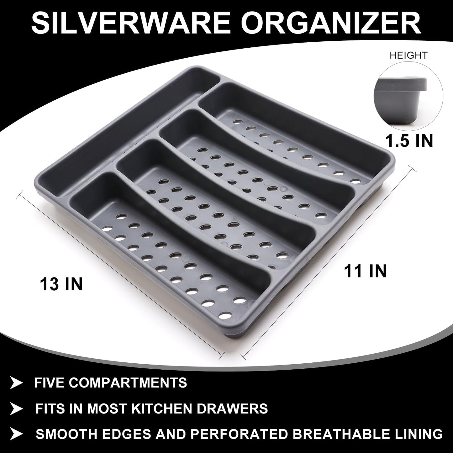 21-Piece Modern Black Silverware Set with Organizer Tray Stainless Steel Eating Utensil Sets Kitchen Knives Forks and Spoons Cutlery Set Heavy Duty Tableware Flatware Sets for 4, Dishwasher Safe