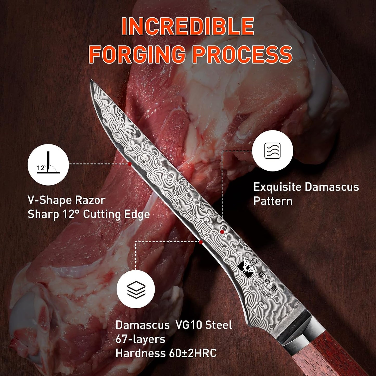 Damascus Paring Knife 3.5-inch Fruit and Vegetable Paring Knife 67-Layer Damascus with VG10 Cutting Core Peeling Knife with Full Tang Ergonomic Natural Wood Handle for Peeling