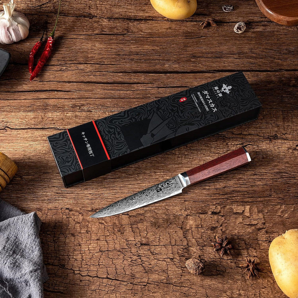 Damascus Paring Knife 3.5-inch Fruit and Vegetable Paring Knife 67-Layer Damascus with VG10 Cutting Core Peeling Knife with Full Tang Ergonomic Natural Wood Handle for Peeling