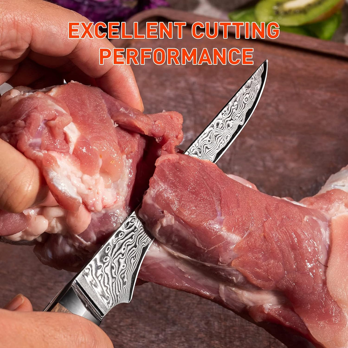 Damascus Paring Knife 3.5-inch Fruit and Vegetable Paring Knife 67-Layer Damascus with VG10 Cutting Core Peeling Knife with Full Tang Ergonomic Natural Wood Handle for Peeling