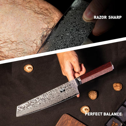 Damascus Paring Knife 3.5-inch Fruit and Vegetable Paring Knife 67-Layer Damascus with VG10 Cutting Core Peeling Knife with Full Tang Ergonomic Natural Wood Handle for Peeling