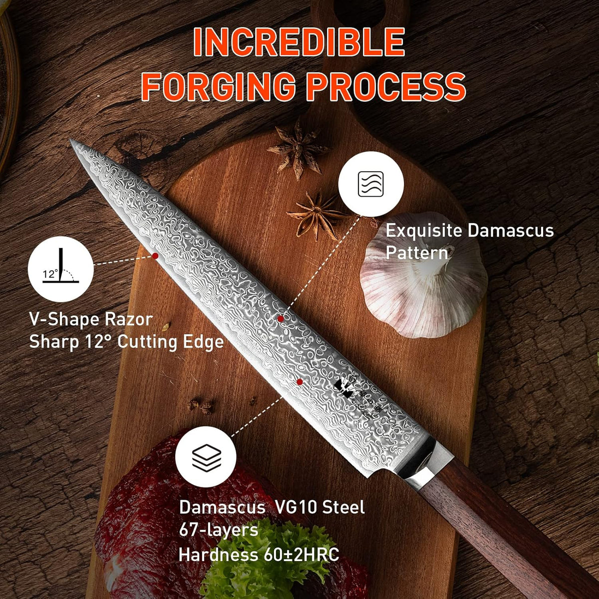 Damascus Paring Knife 3.5-inch Fruit and Vegetable Paring Knife 67-Layer Damascus with VG10 Cutting Core Peeling Knife with Full Tang Ergonomic Natural Wood Handle for Peeling