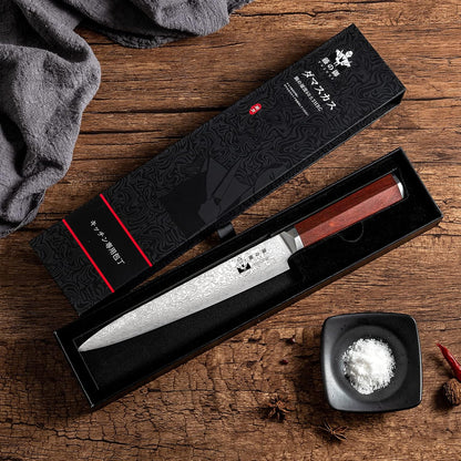 Damascus Paring Knife 3.5-inch Fruit and Vegetable Paring Knife 67-Layer Damascus with VG10 Cutting Core Peeling Knife with Full Tang Ergonomic Natural Wood Handle for Peeling